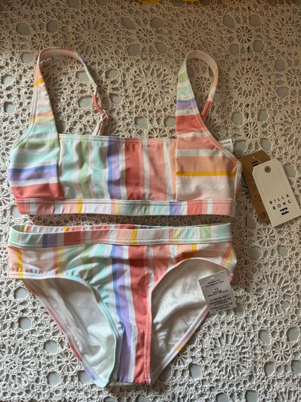 Billabong Girls Two-Piece Bikini Set 🌸 NWT Size 12 | Lilac Sandy Print